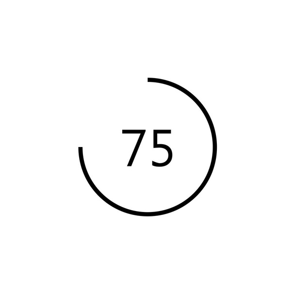 Seventy five percentage circle icon, 75 percent - Vector, Image
