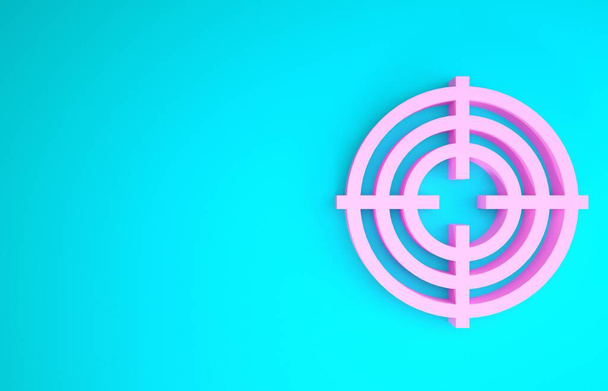 Pink Target sport pro natáčení soutěže ikona izolované na modrém pozadí. Vyčistěte cíl čísly pro střelnici nebo střelbu. Minimalismus. 3D ilustrace 3D vykreslení - Fotografie, Obrázek