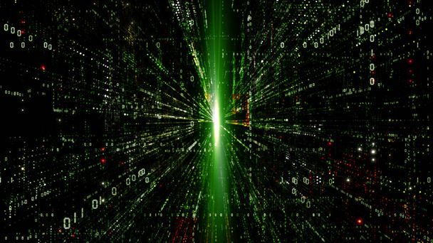 Cyberespace numérique avec particules et conne de réseau de données numériques
 - Photo, image