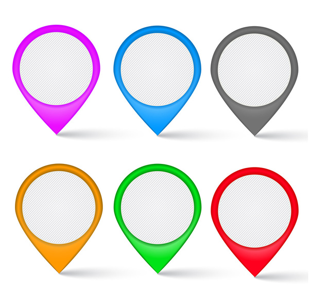 Conjunto de marcadores multicolores del mapa
 - Vector, imagen