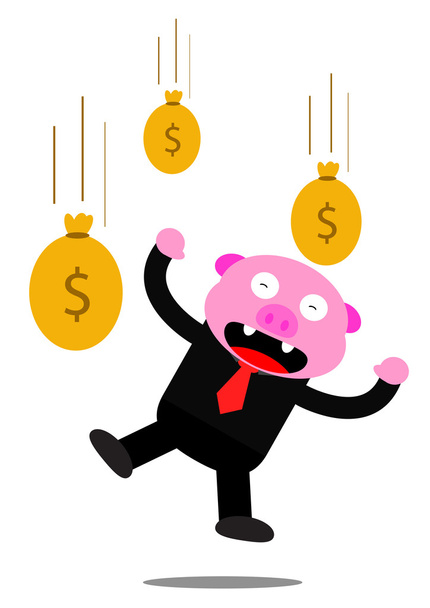 piggy in business activity - Vector, Image