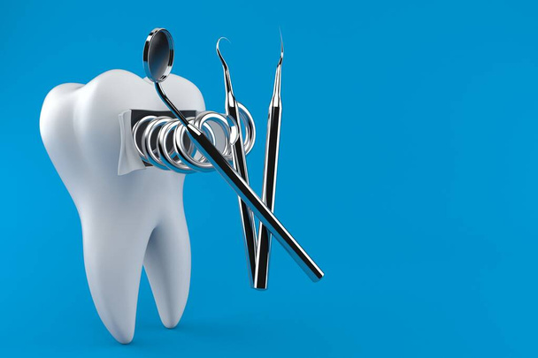 Diente con herramientas dentales
 - Foto, imagen