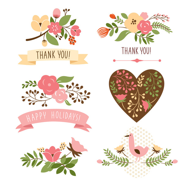 Floral banners for life events, vector collection - Vetor, Imagem