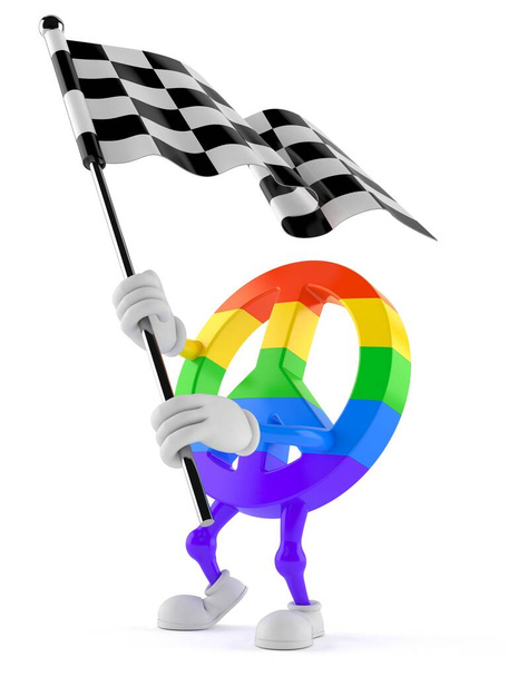 Peace symbol character waving race flag - 写真・画像