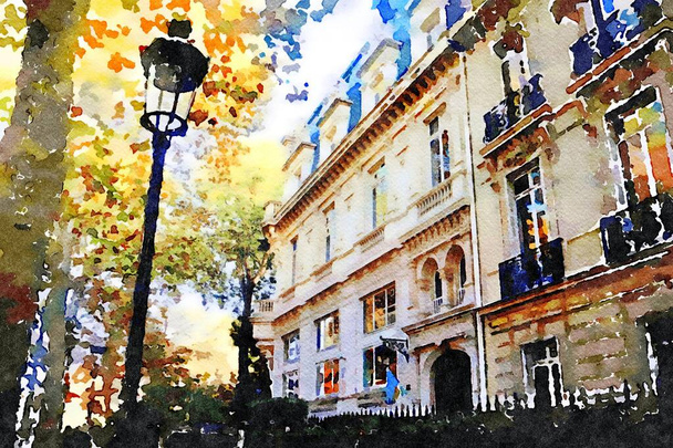la fachada de un edificio histórico en el centro de París
 - Foto, imagen