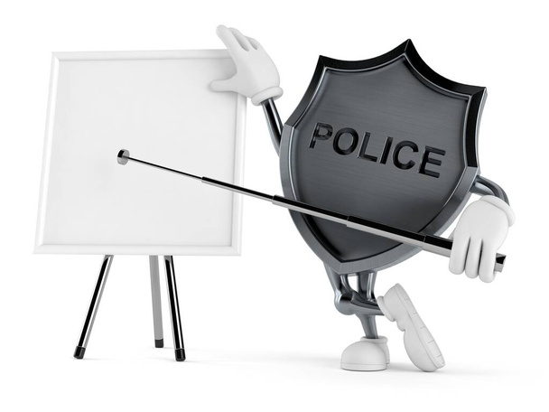 Carácter de insignia policial con pizarra en blanco
 - Foto, imagen