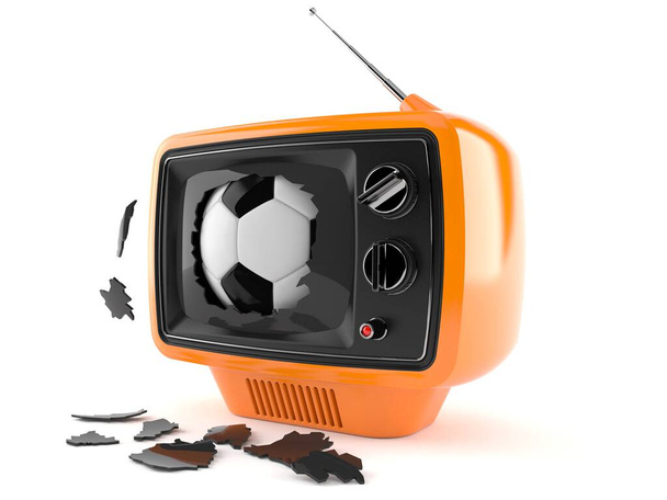 Футбольный мяч внутри телевизора
 - Фото, изображение