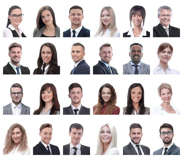 kolaż portretów przedsiębiorców odizolowanych na biało - Zdjęcie, obraz