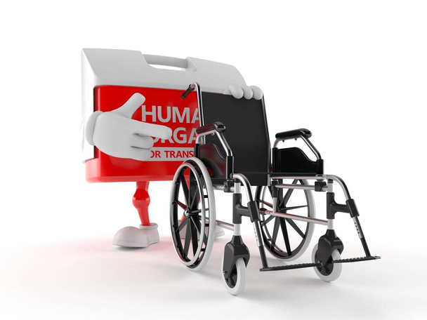 Personaje caja de trasplante con silla de ruedas
 - Foto, imagen