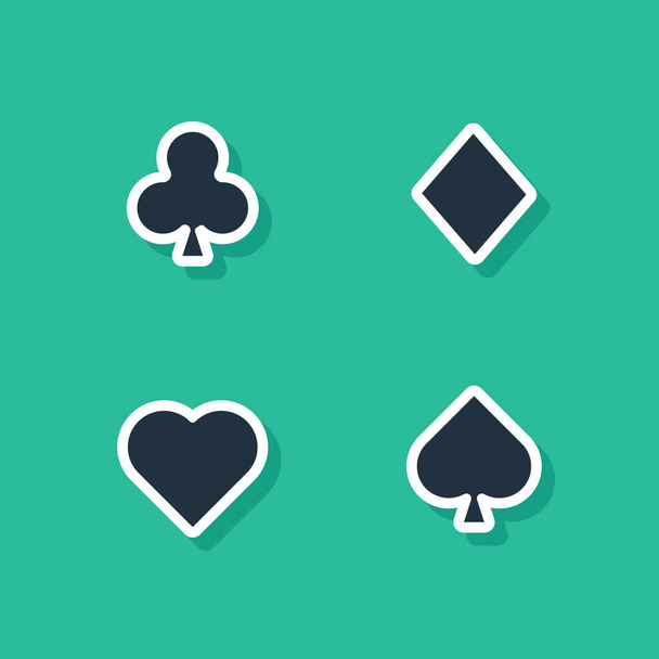 Icono de cartas de juego azul aislado sobre fondo verde. Juego de casino. Ilustración vectorial
 - Vector, Imagen