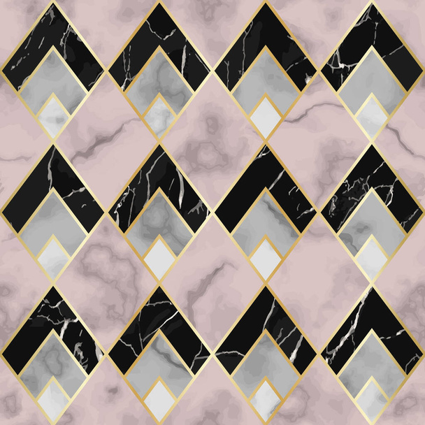 Marble Luxury Geometric Seamless Pattern. Vector Repeat Background - Vector, Image