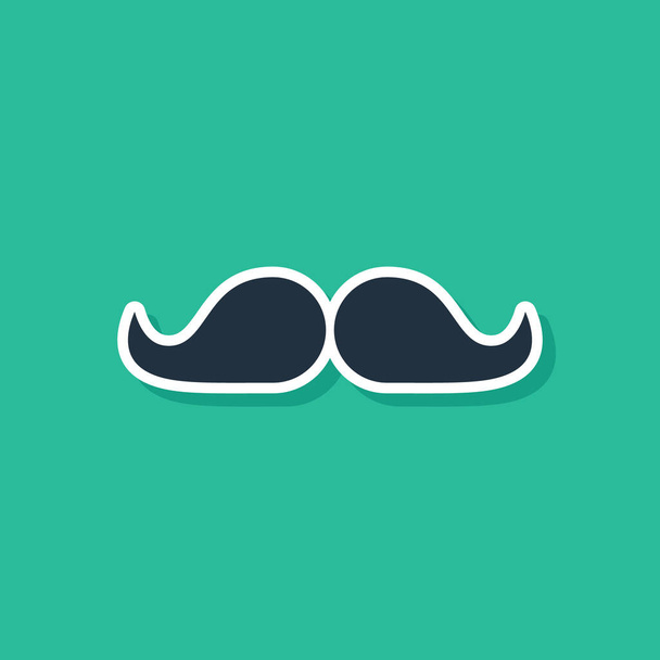 Blue Mustache icon isolated on green background. Barbershop symbol. Facial hair style. Vector Illustration - Vektor, obrázek