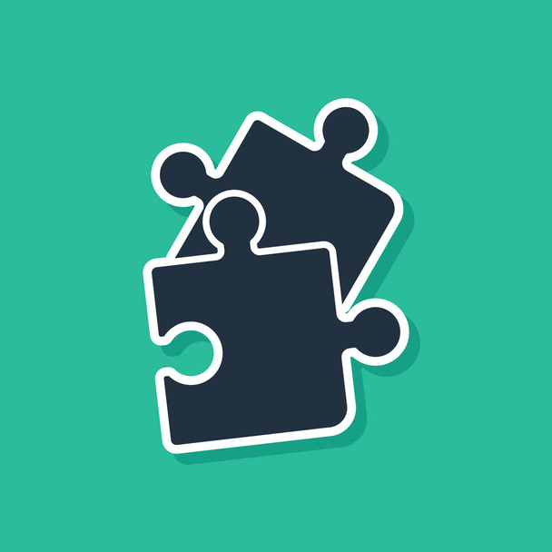 Blue Piece of puzzle icon isolated on green background. Business, marketing, finance, template, layout, infographics, internet concept. Vector Illustration - Vector, Image