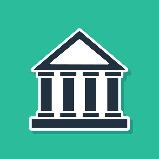 Blue Courthouse building icon isolated on green background. Building bank or museum. Vector Illustration - Vector, Image