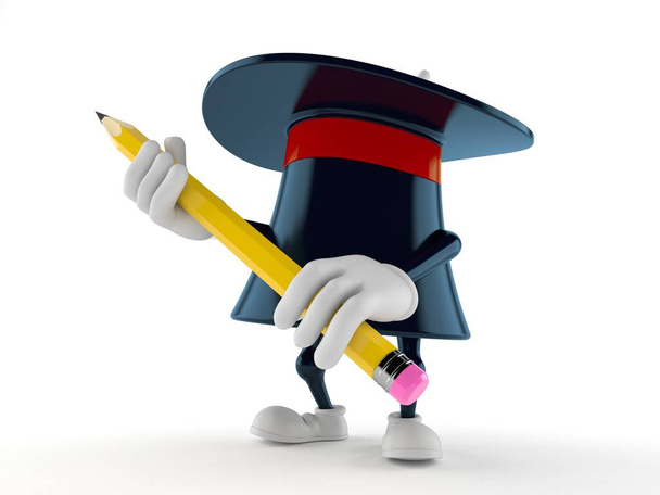 magischer Hut Charakter hält Bleistift - Foto, Bild