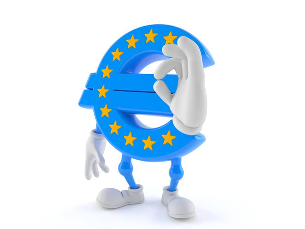 Euro currency character with ok gesture - 写真・画像
