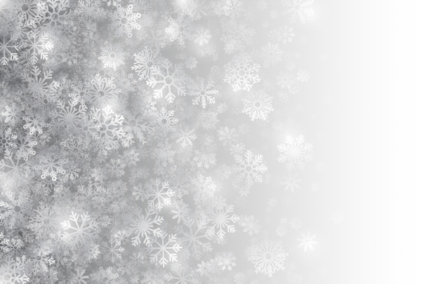 Christmas Falling Snow Effect With Transparent Snowflakes And Lights Overlayed On Light Silver Background - Photo, Image