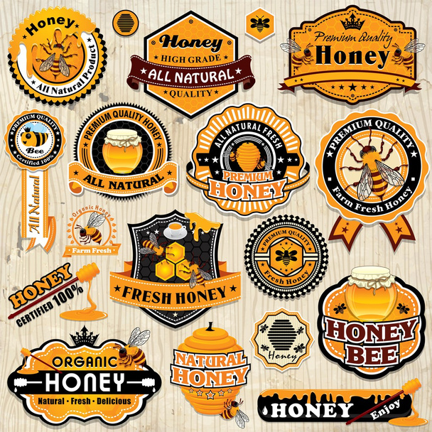 Cornice vintage con etichetta Honey set modello
 - Vettoriali, immagini