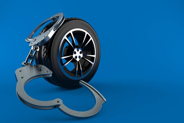 Neumático de coche con esposas
 - Foto, imagen