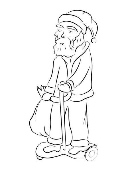 Santa Claus на скутері, ілюстрація векторного мистецтва. - Вектор, зображення