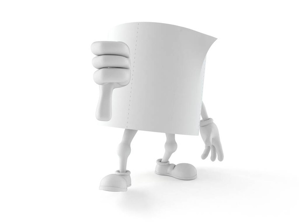 Charakter papieru toaletowego z kciukami w dół gest - Zdjęcie, obraz