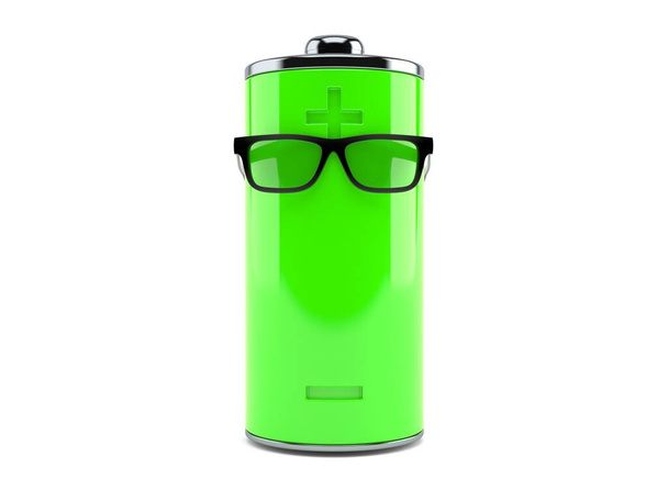 Green battery with glasses - Photo, Image