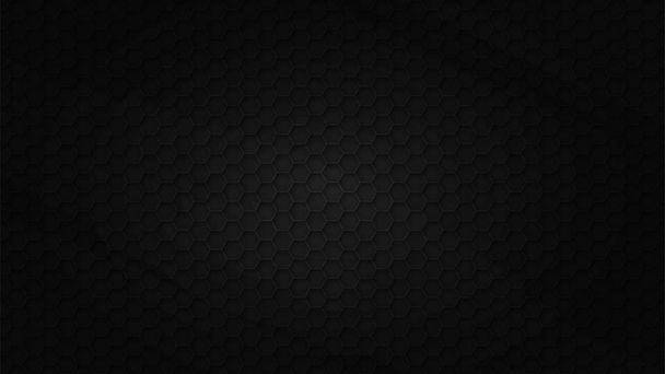 Black abstract background. Hexagons embossed metal texture.  - Vector, Image