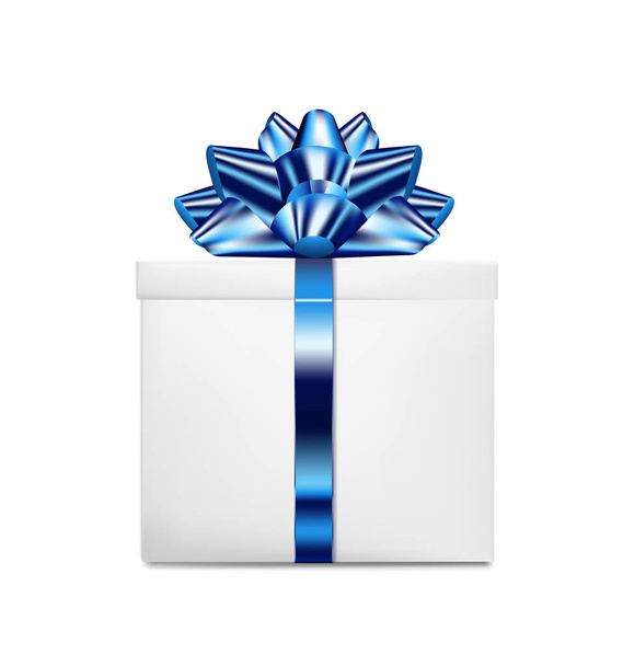 Подарункова коробка з синьою стрічкою і бантом
 - Вектор, зображення