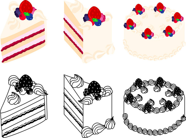Les icônes mignonnes de gâteau aux baies
 - Vecteur, image