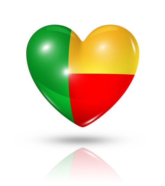 Love Benin, heart flag icon - Foto, Imagem