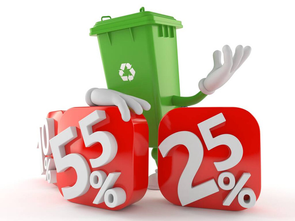 Dustbin character with percent symbol - Photo, Image