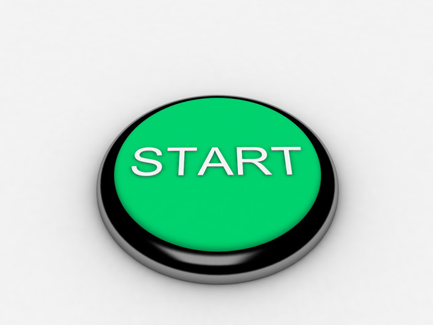 3d green button "START" pressed - Photo, Image