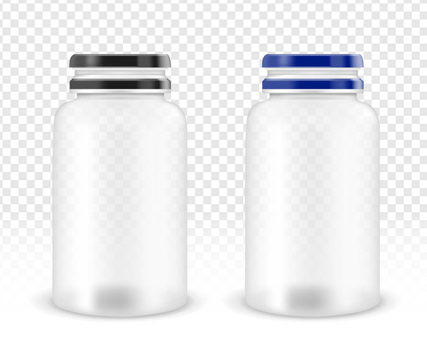 Vector transparent plastic bottle for multivitamins  - ベクター画像