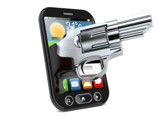 Pistolet wewnątrz smartfona - Zdjęcie, obraz