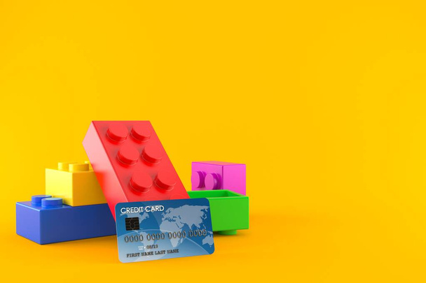 Toy block with credit card - 写真・画像