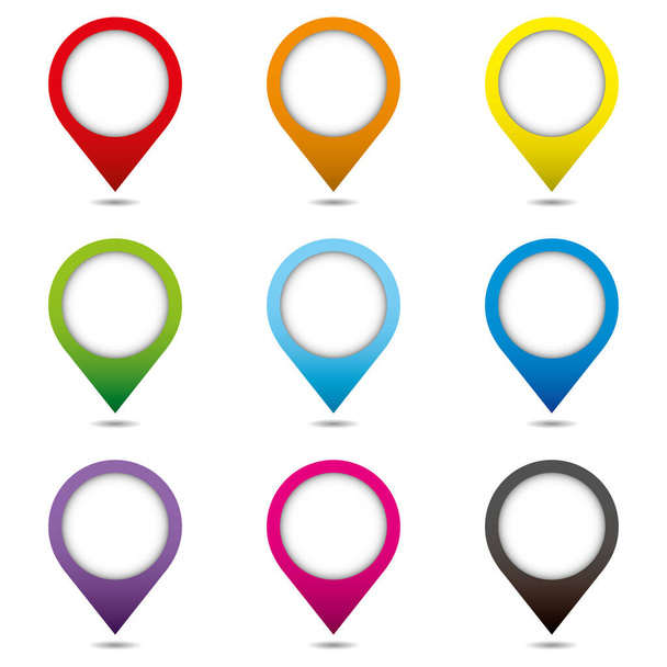 Set of location icons. Modern map markers .Vector illustration on a white background. - Vektör, Görsel