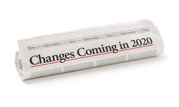 Rolled newspaper with the headline Changes coming in 2020 - Photo, Image