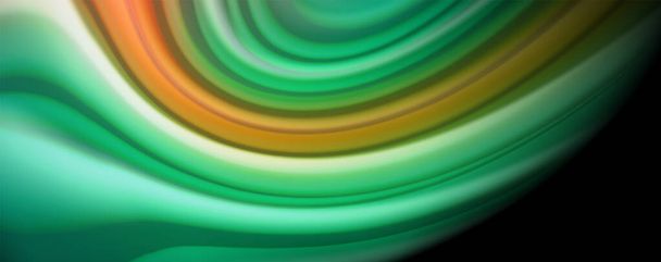 Linee d'onda astratte fluide strisce di colore stile arcobaleno su sfondo nero. Illustrazione artistica per presentazione, app carta da parati, banner o poster
 - Vettoriali, immagini