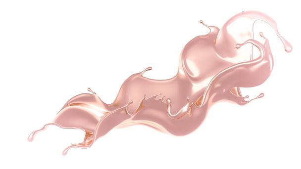 A splash of thick, golden liquid. 3d illustration, 3d rendering. - Foto, immagini