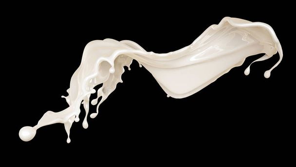 Splash of thick white liquid on a black background. 3d illustrat - Foto, imagen