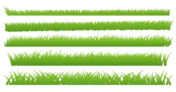 Green grass border, isolate on white background. - Vector, Image