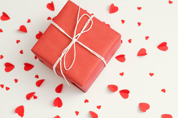 saint valentine day red gift box heart pattern - Foto, imagen