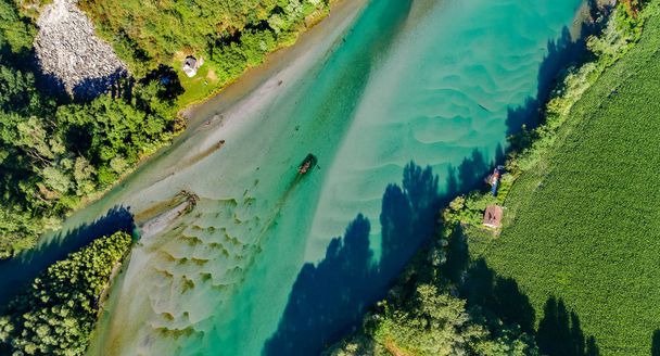 Ποταμός Mera - valchiavenna - Αεροφωτογραφία - Φωτογραφία, εικόνα