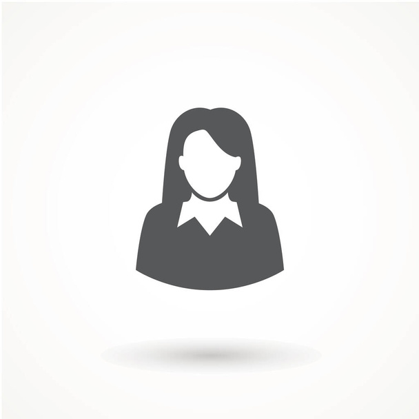 User Icon - Woman Female Vector People Person Profile Avatar in glyph Pictogram. Business woman icon, flat sign isolated on white background. Simple vector illustration for graphic and web design - Wektor, obraz