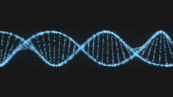 Γενετικό σύνδρομο και γενετική διαταραχή, τρισδιάστατη απεικόνιση της έννοιας της επιστήμης. Πολύχρωμο μόριο DNA. - Πλάνα, βίντεο
