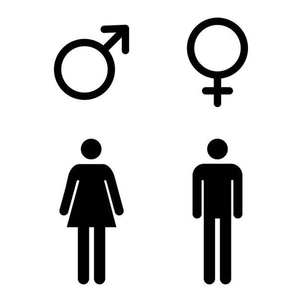 Erkek ve kadın ikonu, sembol seti. Web sitesi tasarım vektör çizimi beyaz arkaplanda izole edildi - Vektör, Görsel