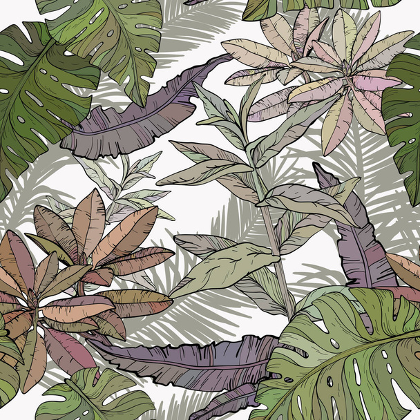 Seamless pattern with foliage, branches and leaves. - Vektor, Bild