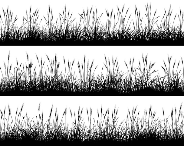 Horizontal banners of wheat field silhouettes. - Vector, Image