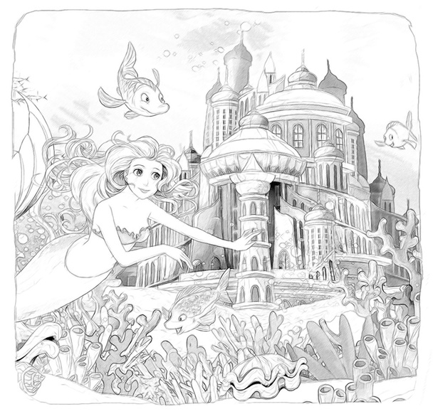 "The Little Mermaid." Artistic style - illustration for the children - Fotografie, Obrázek