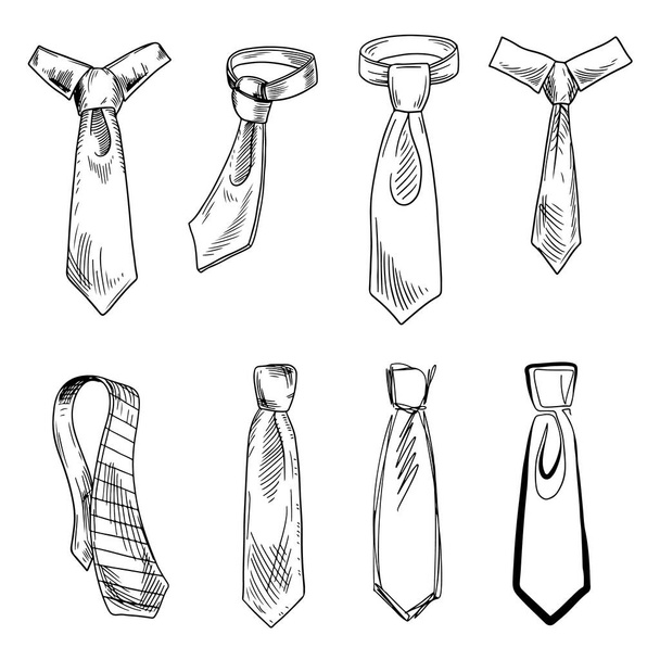 Different types of tie knots hand drawn illustrations set - Vektor, obrázek